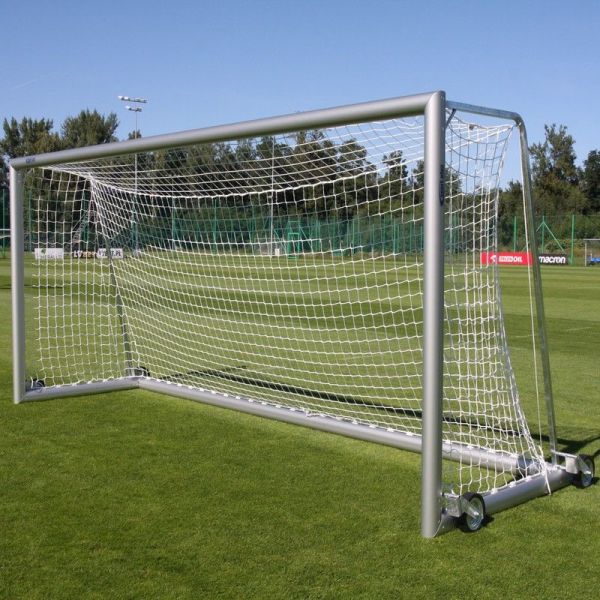 Fußballtore 5 x 2 m PREMIUM tragbar mit Rollen, Aluminium, Ovalprofil 120 x 100 mm