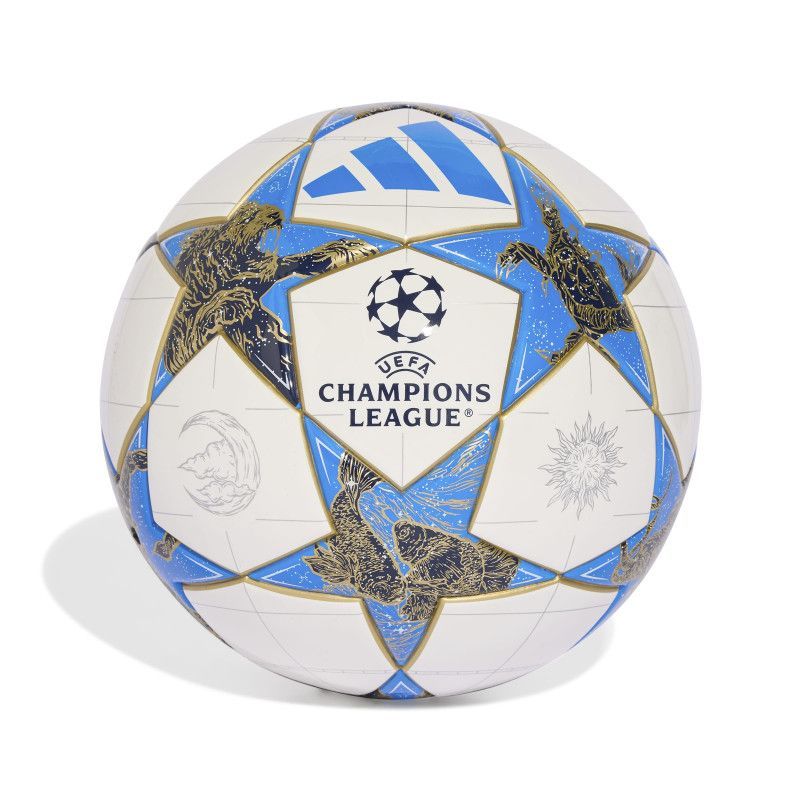Fotbalový míč Adidas UCL League J350, velikost 4, barva bílo-modro-zlatá