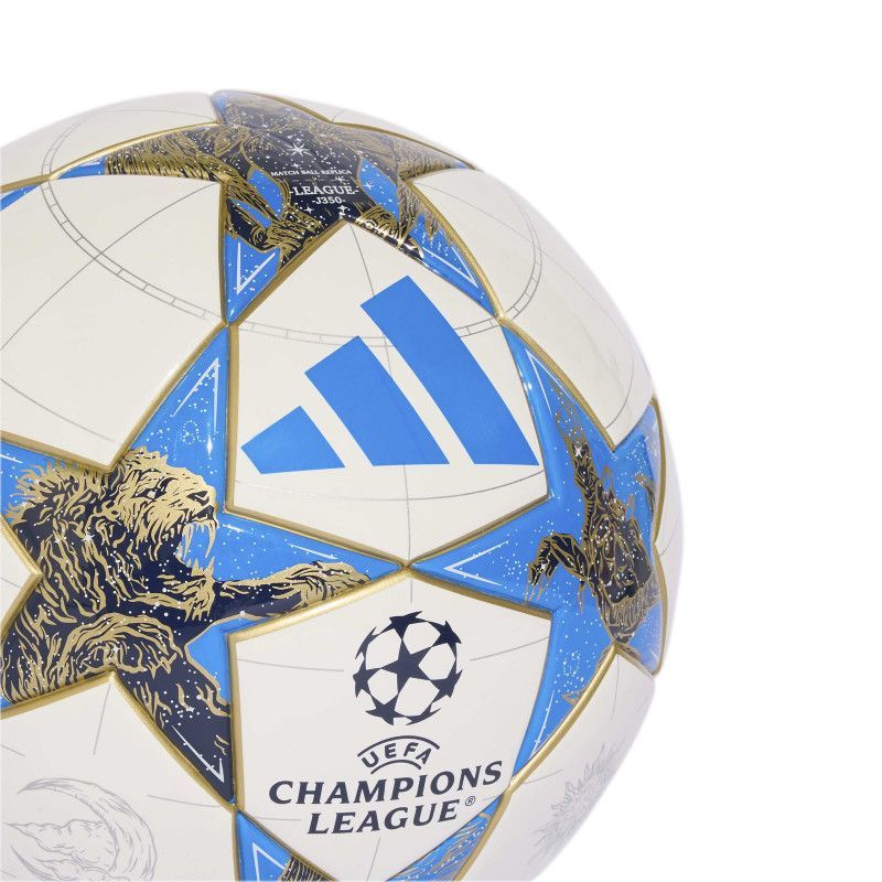 Fotbalový míč Adidas UCL League J350, velikost 4, barva bílo-modro-zlatá