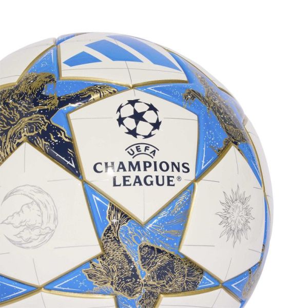 Fotbalový míč Adidas UCL League J350, velikost 4, barva bílo-modro-zlatá