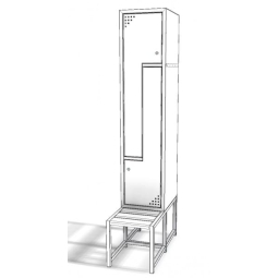 Metallschrank mit L-Türen, 2-türig, mit Bank (SML-40-2L)