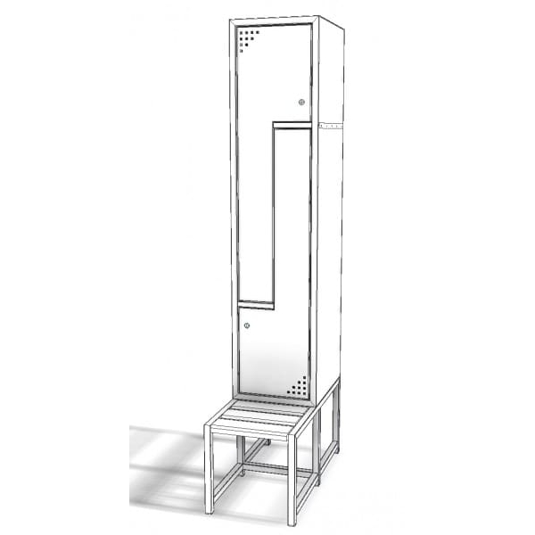 Metallschrank mit L-Türen, 2-türig, mit Bank (SML-40-2L)